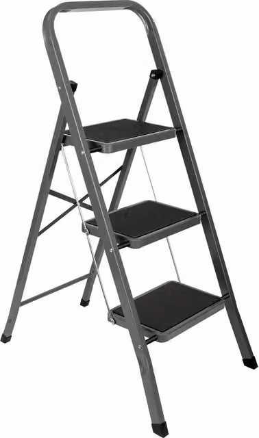 Futura 3 Step Heavy-Duty Steel Folding Step Ladder in Grey – 1