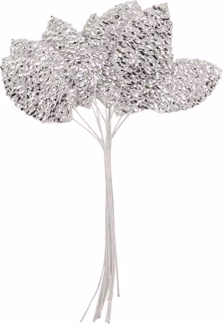 True Moments Glitter Leaves with Stem in Silver, Gold and White