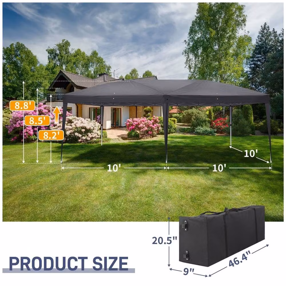 EONLION Waterproof Pop Up Gazebo Party Tent in Dark Grey – 2