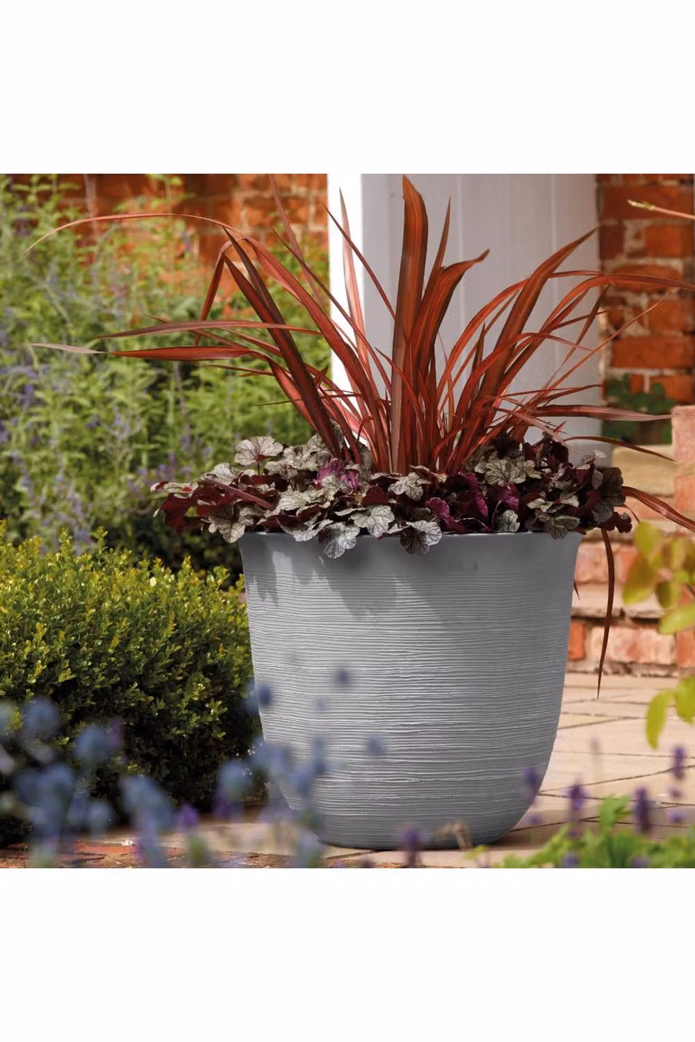 KDMD Limestone Sahara Stone Planter in Beige and Grey, Height: 53 cm – 2