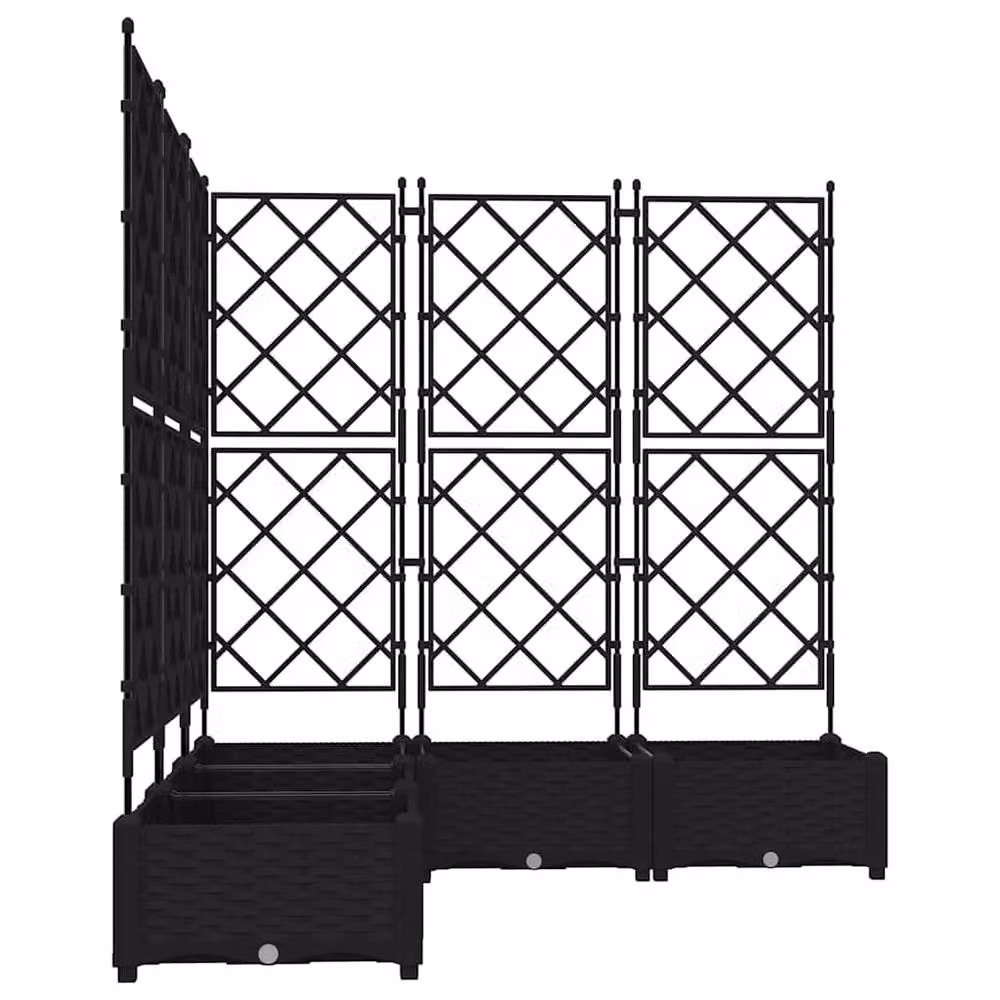 Berkfield Home Garden Planter with Trellis, 5 Piece Set, Black, W/D/H: 120 x 120 x 125.5 cm – 5