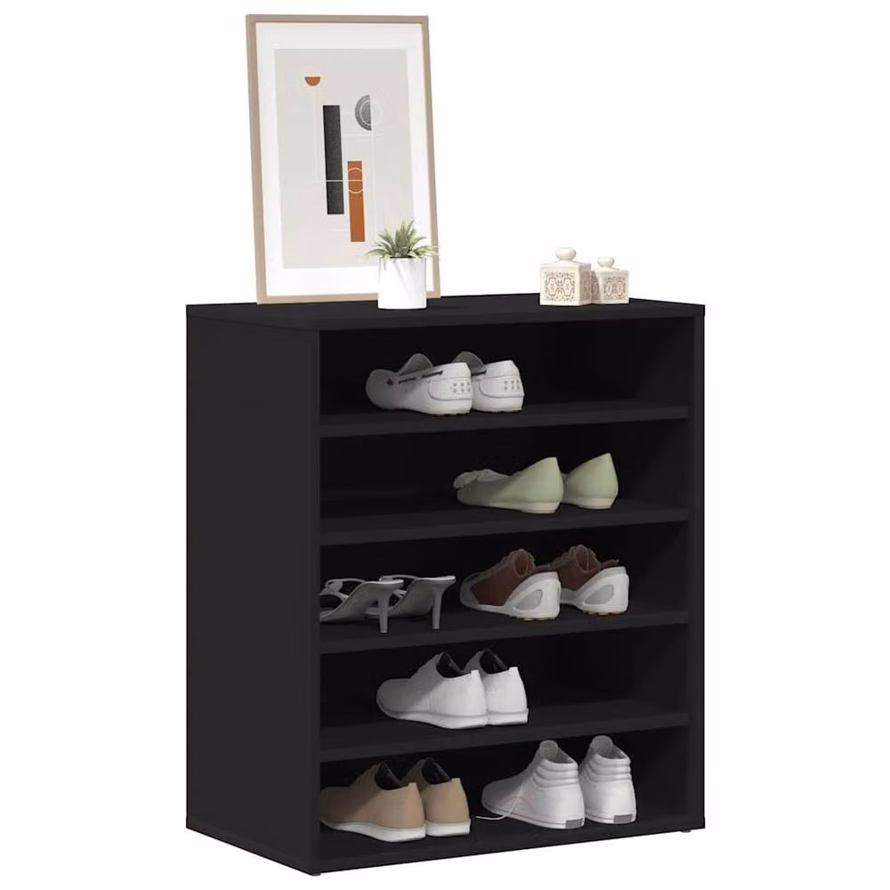 Berkfield Home Modern Black Shoe Cabinet with Internal Flat Shelves, W/D/H: 60 x 35 x 70 cm – 3