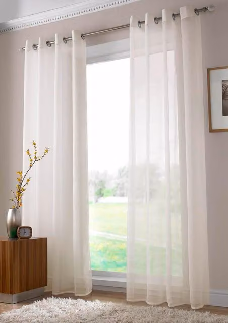 Terrys Plain White Single Voile Fabric Panel Curtain