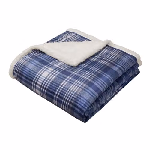 Dreams & Drapes Bennet Check Navy Fleece Throw, W/D/H: 150 x 200 cm – 2