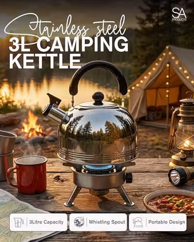 Tanness 3L Stainless Steel Camping Whistling Kettle in Silver – 2