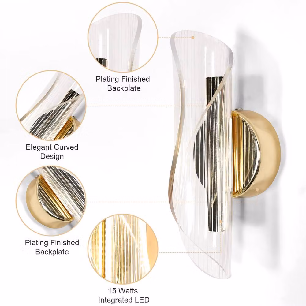 COMELY 12W LED Spiral Design Wall Light in Gold and Transparent – 4