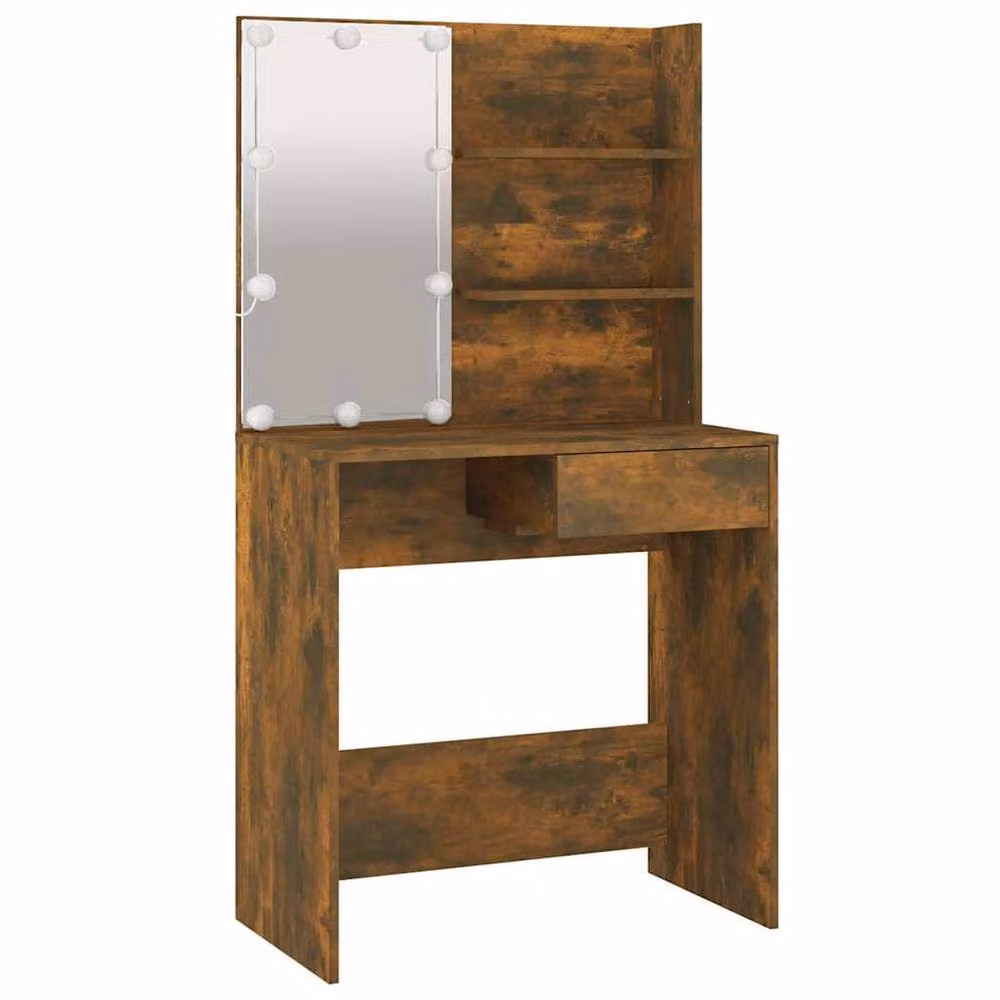 Berkfield Home Hollywood LED Dressing Table in Brown Oak, W/D/H: 74.5 x 40 x 141 cm – 3