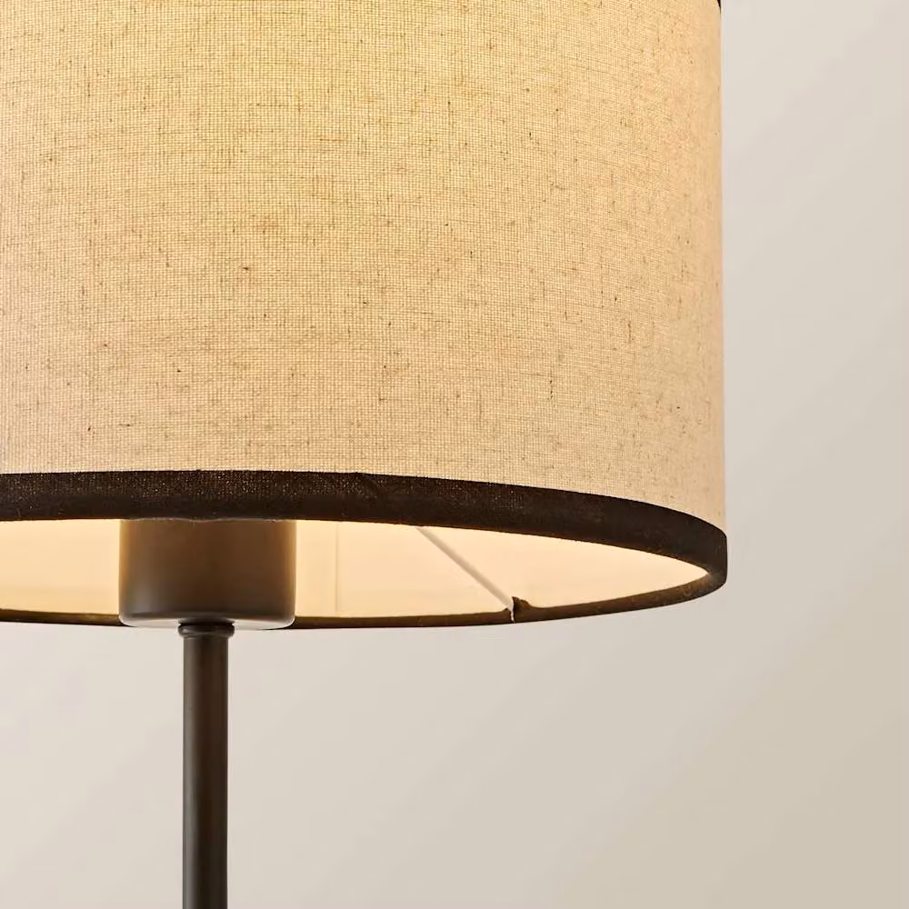 ValueLights Kaiden Black Dome Table Lamp with Linen Drum Shade – 3