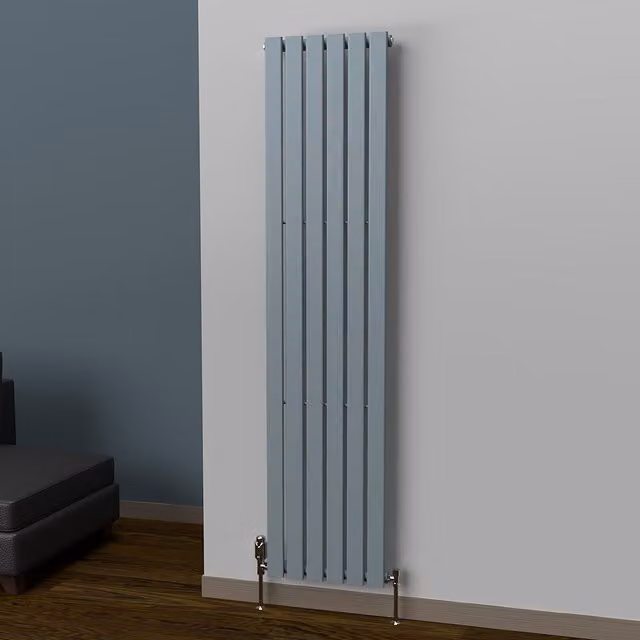 Lux Heat Flat Coloured Vertical Radiator in Pebble Grey, H 180 cm x W 42 cm