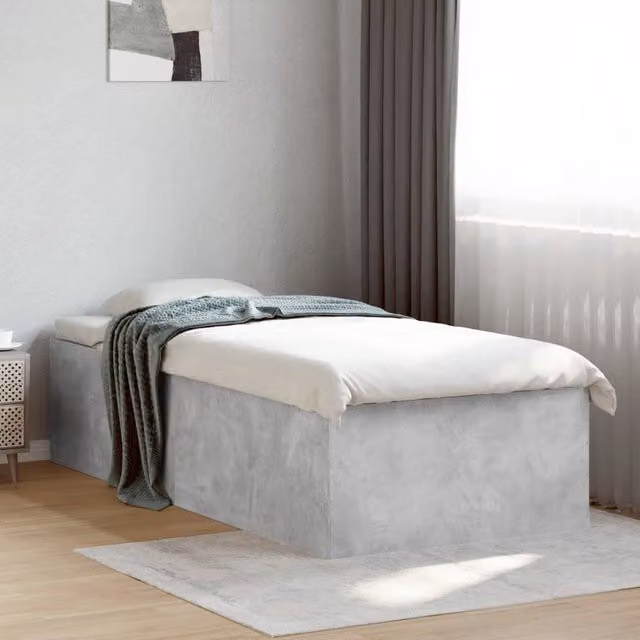 Berkfield Home Small Single Bed Frame in Concrete Grey, W: 75 cm, L: 190 cm