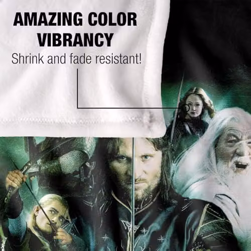 Warner Bros. The Lord Of The Rings Hero Group Silky Touch Super Soft Fleece Throw Blanket, Multicolour, W: 91 cm, D: 147 cm – 3