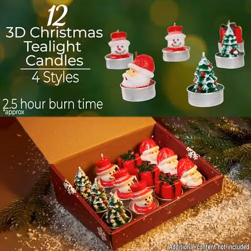 Deco Express Multicolour 3D Tealight Candle Set, Pack of 12 – 2