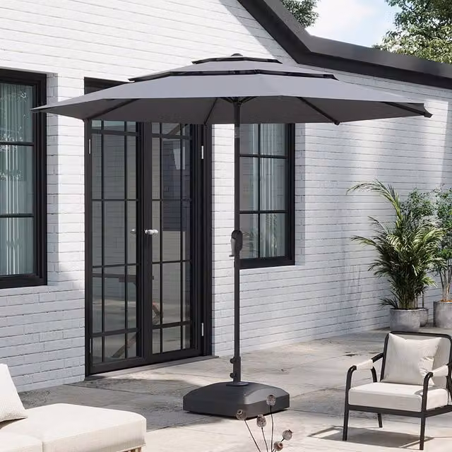 Breeins 3 Tier Cantilever Parasol in Light Grey with Fillable Wheeled Base
