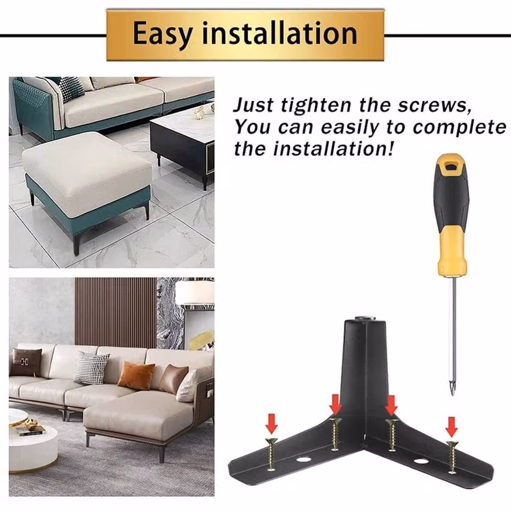 FLAVORA Black 4-Piece Sofa Leg Replacement Set, Height: 52 cm – 2