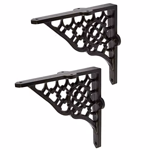 Hammer and Tongs Honeycomb Iron Wall Mounted Shelf Brackets, Black Matt, Pack of 2