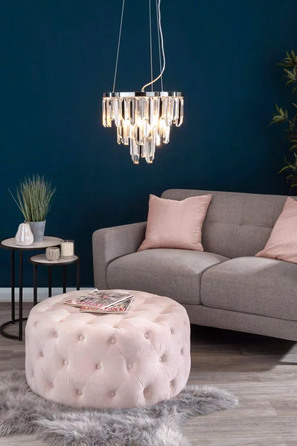 BHS Lighting Beekham Silver Chrome Crystal Pendant Ceiling Light – 2