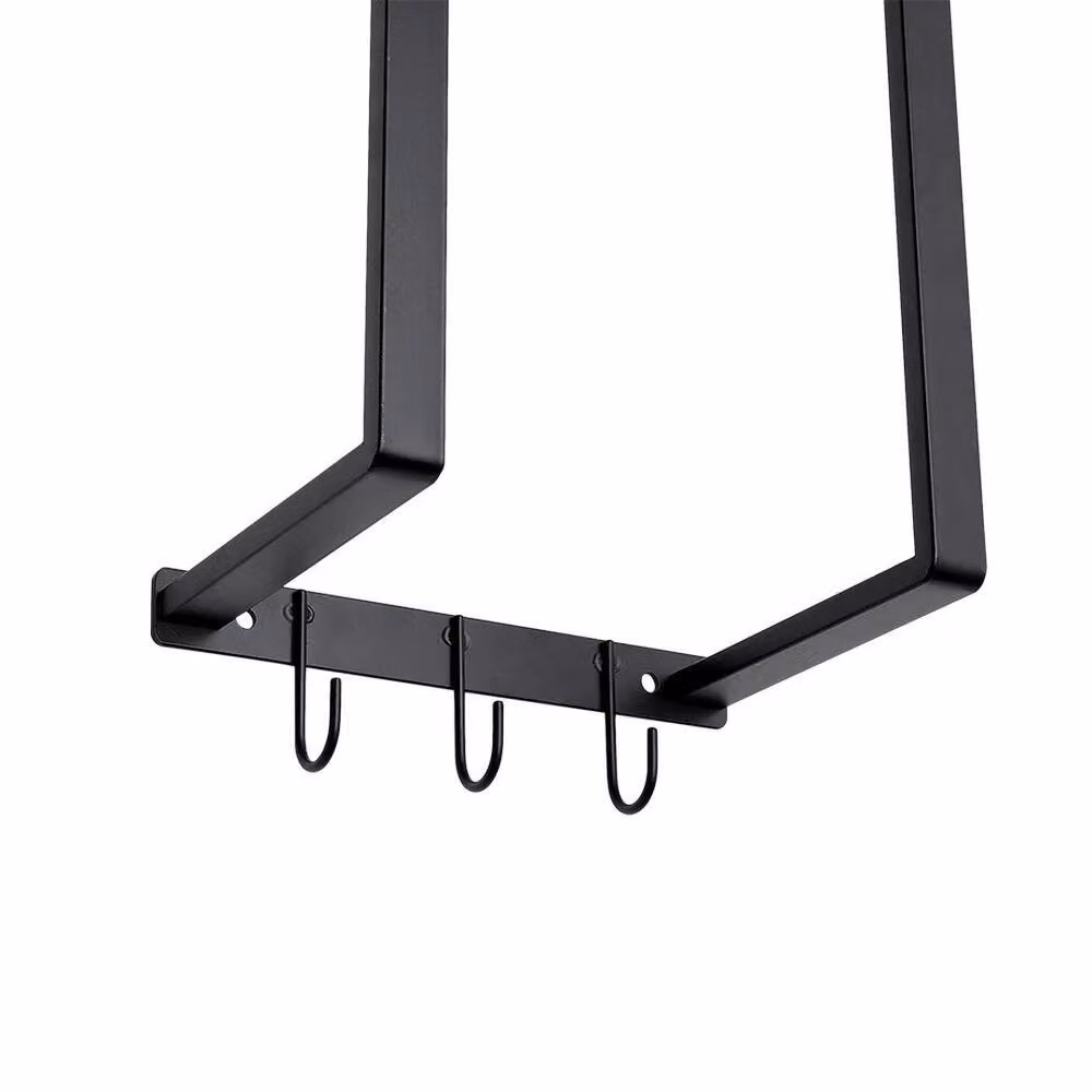 KORVIXA Wall Mounted Metal Towel Rack and Storage Shelf in Matt Black, W: 80 cm, H: 50 cm, D: 50 cm – 4