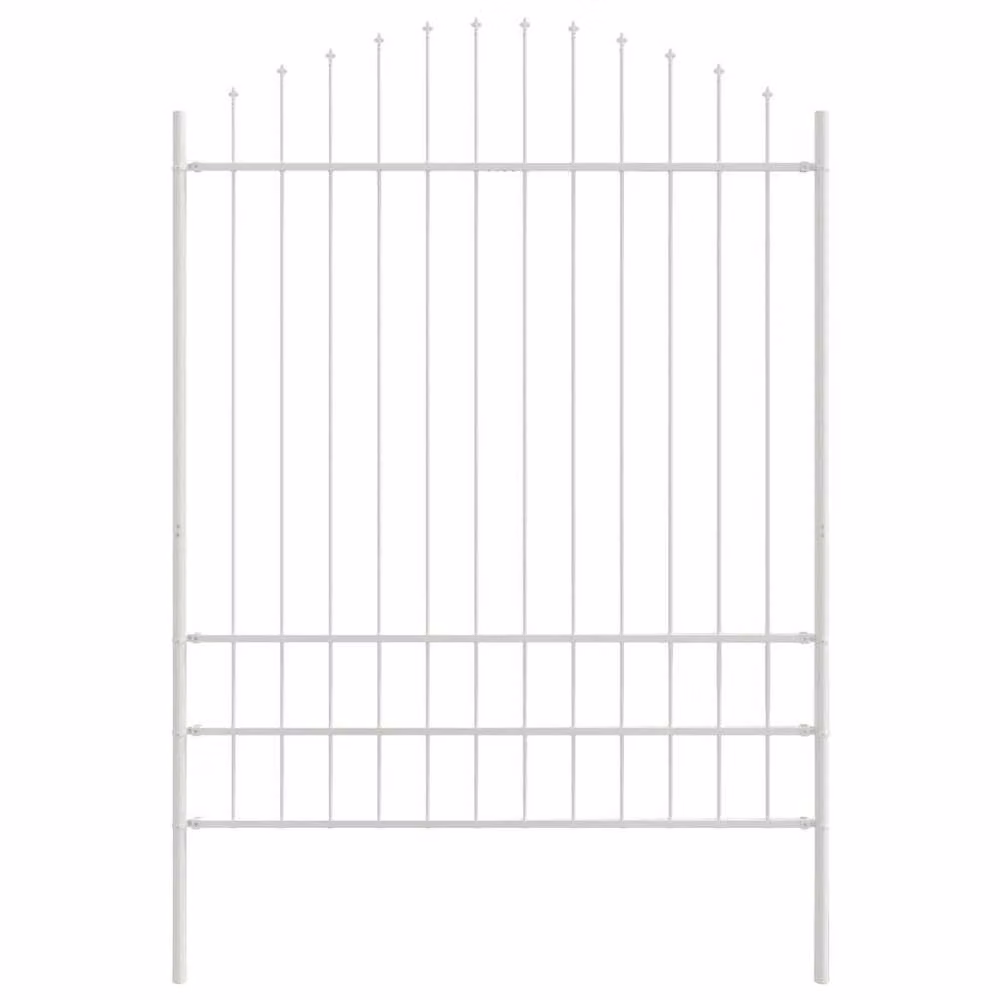 Berkfield Home White Metal Expandable Spike Arch Fence Panel – 3