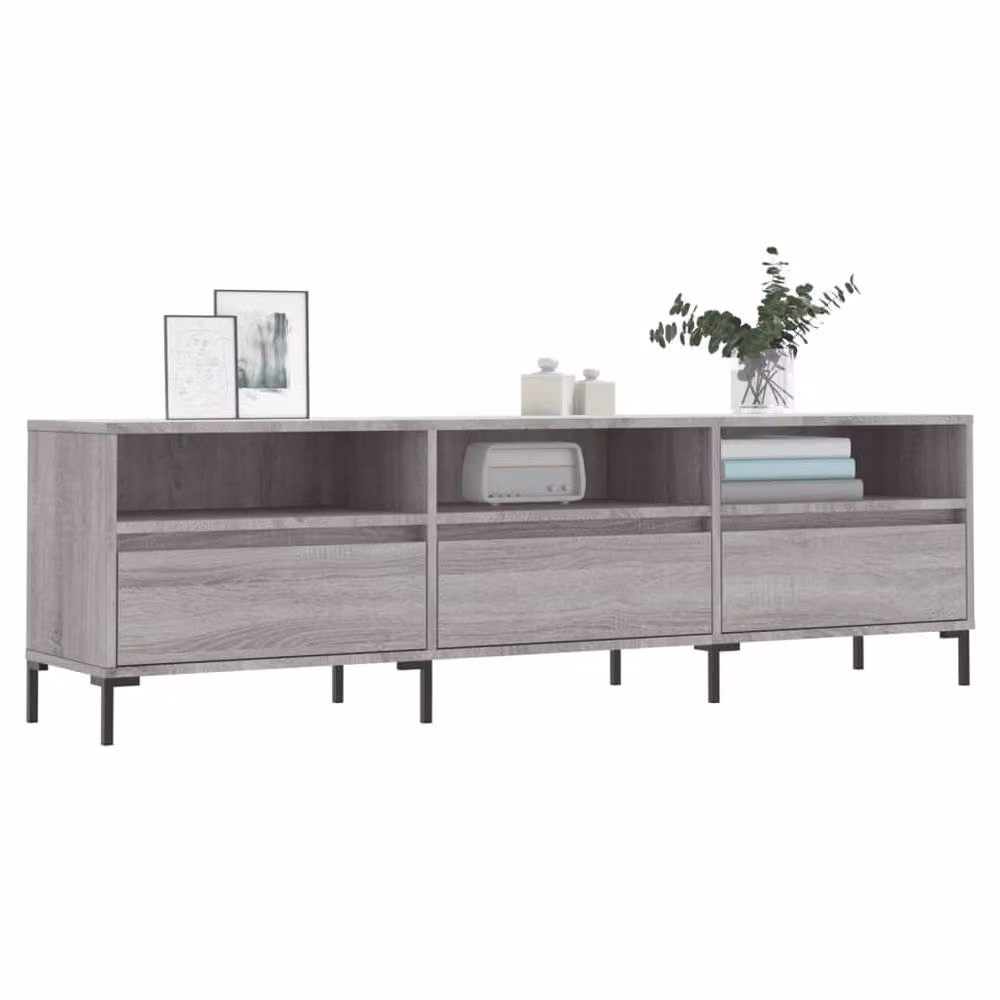 Berkfield Home Modern Grey Sonoma TV Cabinet, W: 150 cm, D: 30 cm, H: 44.5 cm – 3
