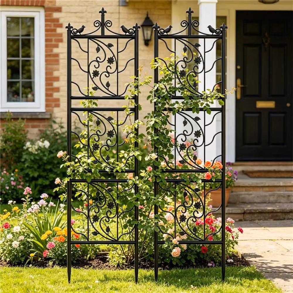 Kelvenix Black Metal Garden Trellis Climbing Plant Support Frame – 5