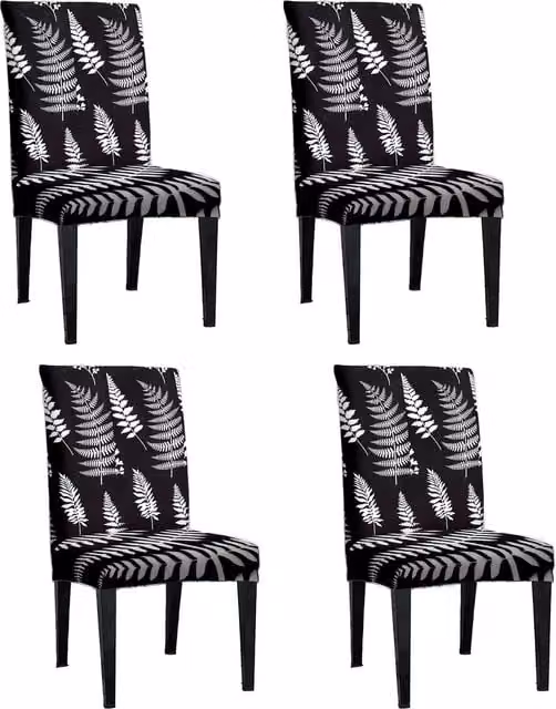 Roseley Black Stretch Elastic Dining Chair Covers, Pack of 4