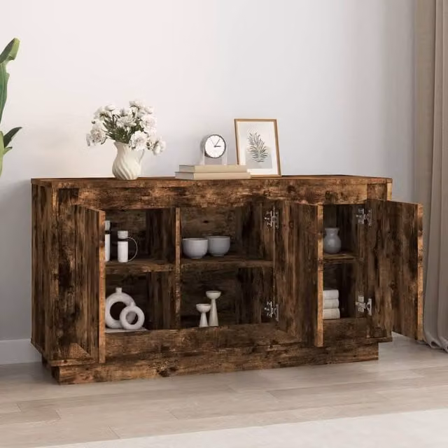 Berkfield Home Smoked Oak Sideboard in Brown, W/D/H: 102 x 35 x 55 cm