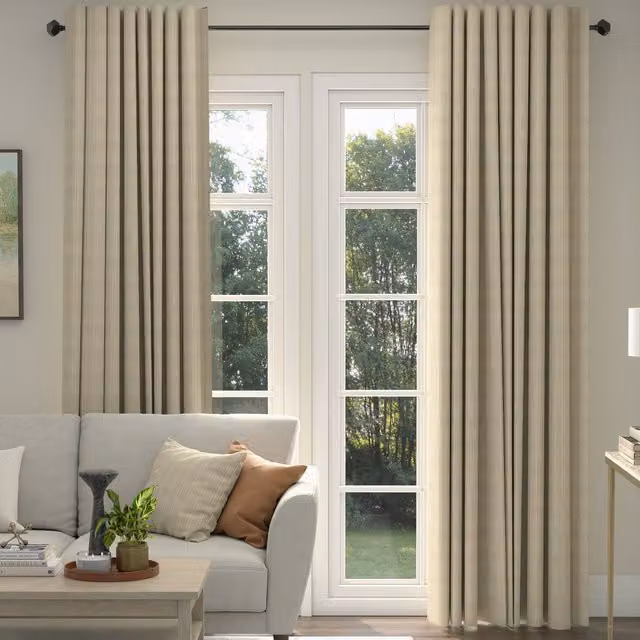 ANTE DECOR Latham Made To Measure Blackout Cotton Stripe Curtains in Sienna, Beige and White