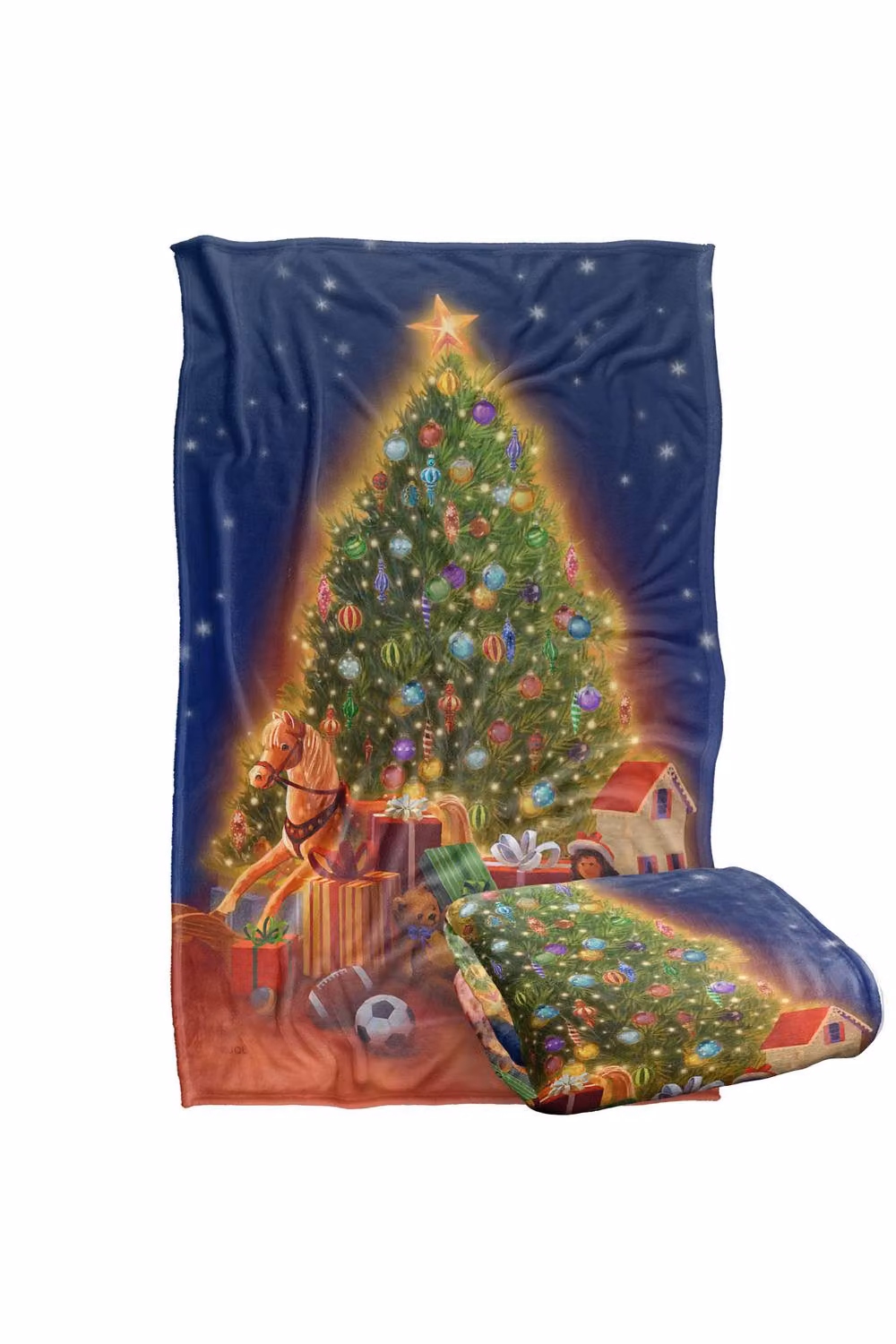 JQ Licensing Christmas Tree Super Soft Fleece Throw Blanket, Multicolour, W: 91 cm, D: 147 cm – 7