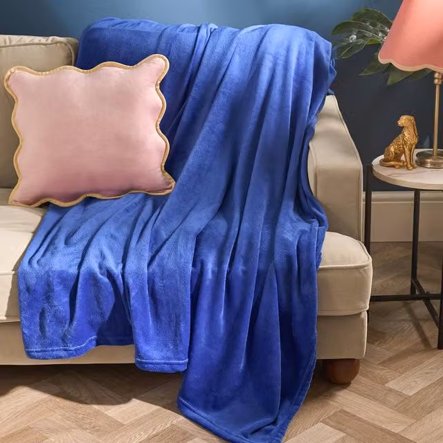 OHS Ultra Soft Flannel Fleece Throw Blanket in Blue, W/D/H: 150 x 200 cm – 4