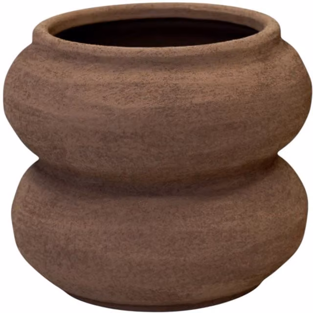 Four Candle Brown Textured Stone Sculptured Tabletop Vase H: 15.0 cm, W: 15.0 cm, D: 12.0 cm
