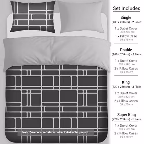 Pamposh Double Duvet Set in Anthracite Grey, 3-Piece Reversible Brushed Microfibre Bedding Set with Zipper Closure, Duvet Cover 200 x 200 cm and Pillowcases 50 x 75 cm – 2
