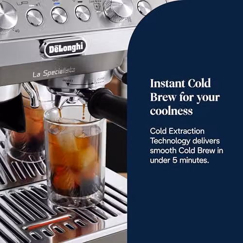 De'Longhi La Specialista Arte EVO BTC Espresso Coffee Machine in Silver with Cold Brew Function, PID Control and Steam Wand – 3