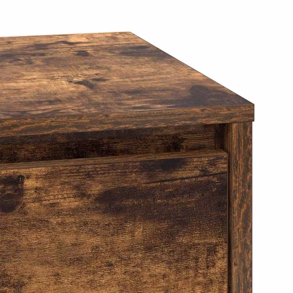 Berkfield Home Modern Bedside Cabinet with Integrated LED Lights and Soft Close Drawers in Smoked Oak, W/D/H: 39 x 34.5 x 50 cm – 7