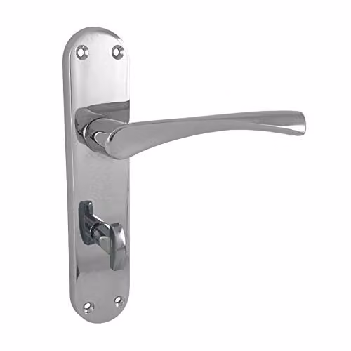 Golden Grace Astrid Bathroom Door Handles on Backplate in Chrome