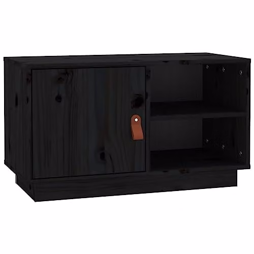 vidaXL Rustic Black Solid Pine Wood TV Cabinet W/D/H: 70 x 34 x 40 cm – 1