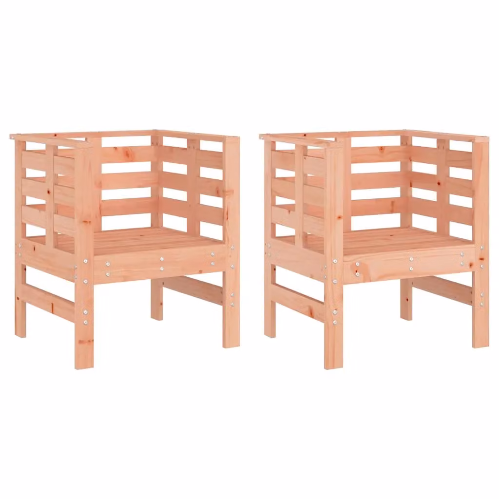Berkfield Home Set of 2 Brown Douglas Solid Wood Garden Chairs, W: 53 cm, D: 53 cm, H: 71 cm – 2