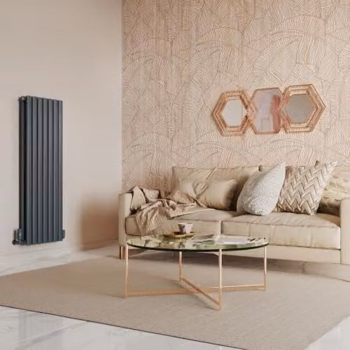 UK Radiators Omeara Anthracite Elliptical Tube Vertical Designer Radiator, H 120 cm x W 40.6 cm – 3