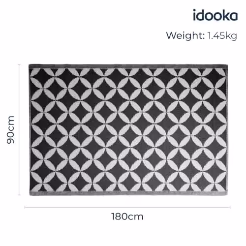 idooka Outdoor Rug in Black and Green with Dotted Pattern, W/D/H: 180 x 90 x 0 cm – 2