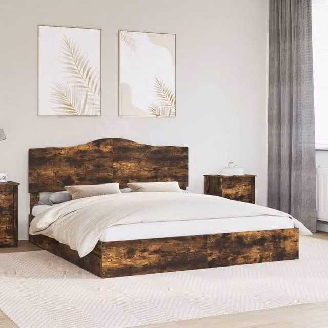 Berkfield Home Smoked Oak Storage Bed with Drawers, Brown Engineered Wood, W/D/H: 180 x 200 cm
