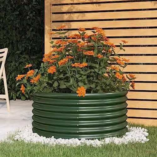 vidaXL Green Galvanised Steel Garden Planter W/D/H: 80 x 80 x 36 cm – 2