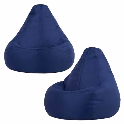 Bean Bag Bazaar 2 Pack of Blue Outdoor Bean Bags for Adults with Filling Included