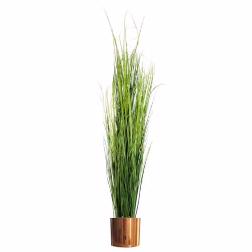 Leaf Tropical Artificial Potted Plant in Copper Planter, Green, H 130 x W 30 x D 30 cm