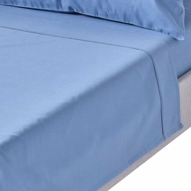 Homescapes 1000 Thread Count Egyptian Combed Cotton Flat Sheet in Air Force Blue, W/D/H: 140 x 200 cm