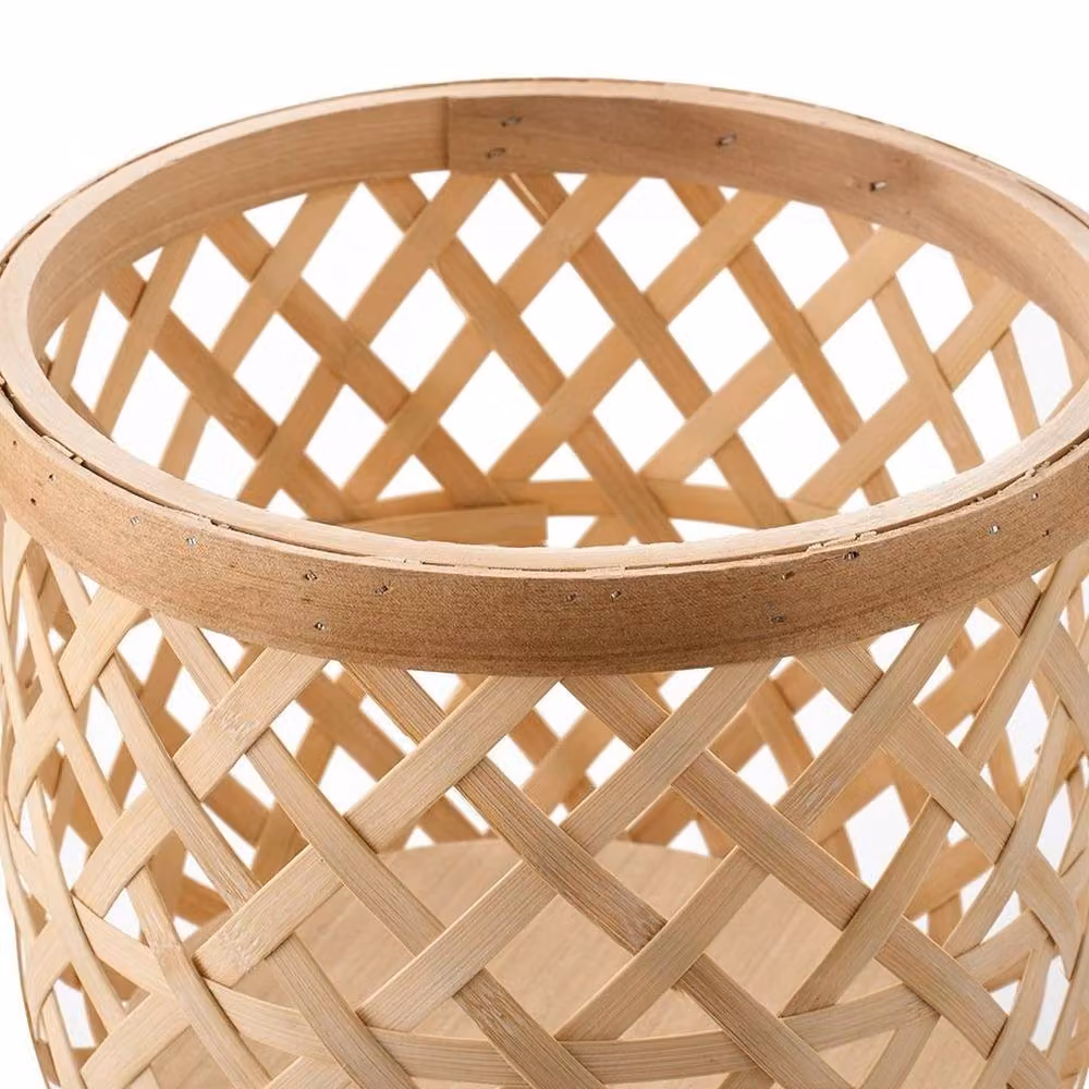 EONLION Medium Rustic Rattan Basket Flower Stand with Wood Base in Brown – 3