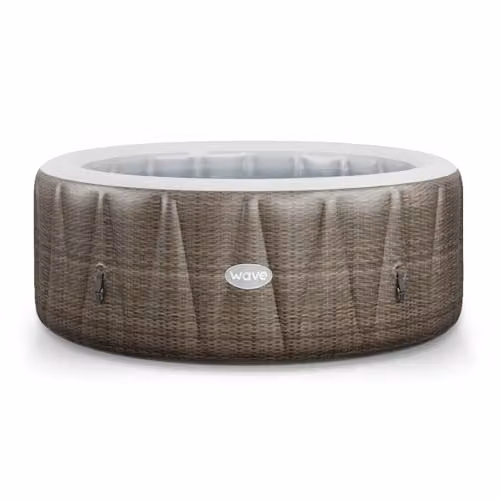 Summer Waves Wave Atlantic 6 Person Inflatable Hot Tub in Brown Rattan with Integrated Heater and BubbleJet Massage – 1