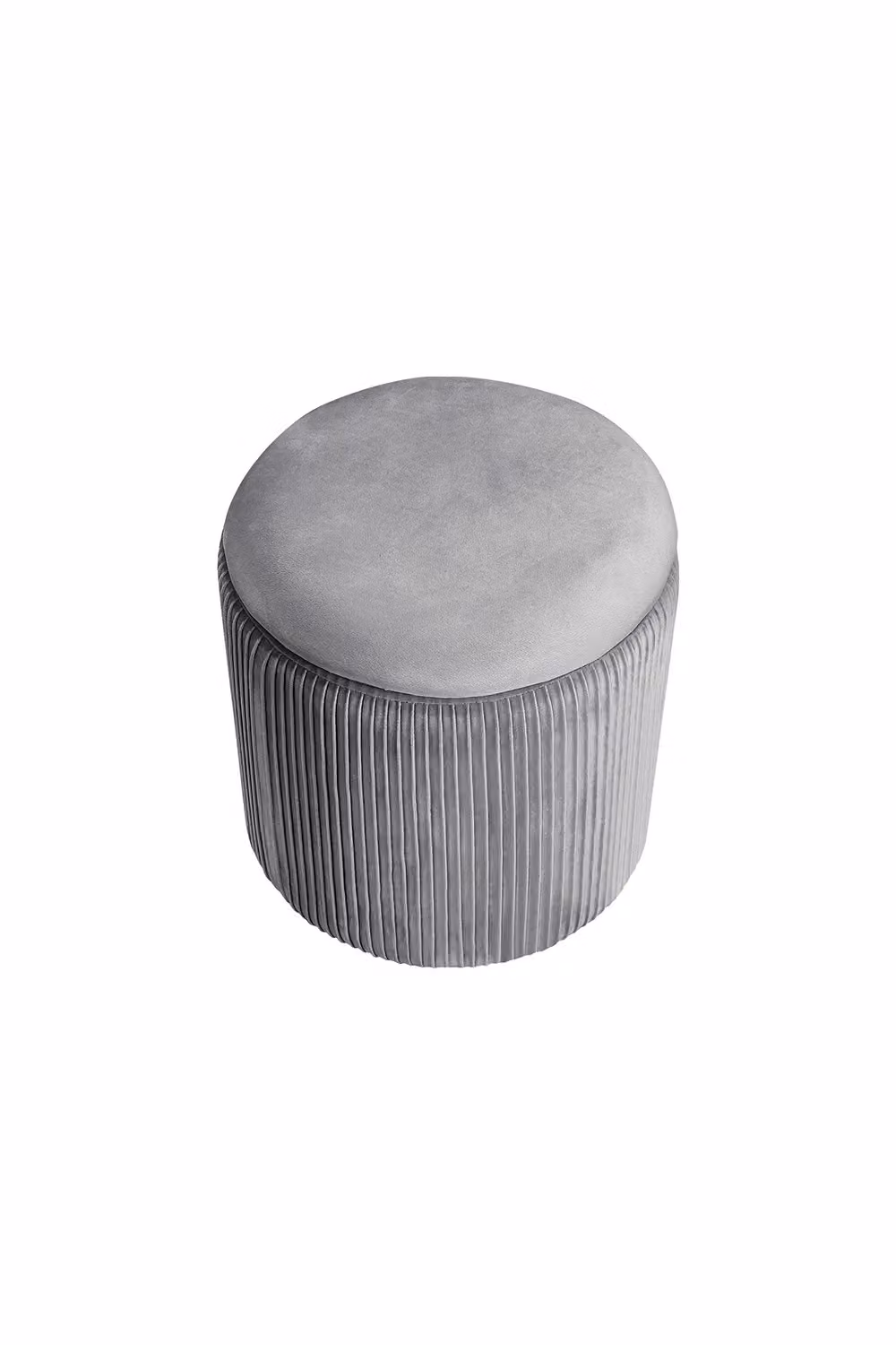 Living and Home Maegan Grey Velvet Round Storage Footstool – 3