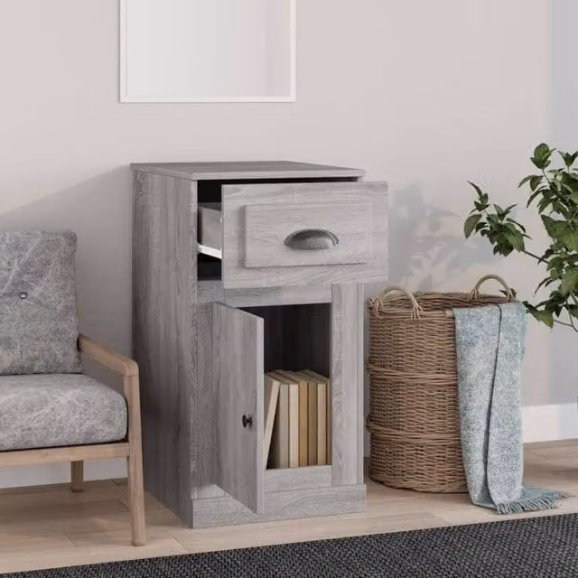 Berkfield Home Side Cabinet with Drawer in Concrete Grey, W/D/H: 40 x 50 x 75 cm – 1