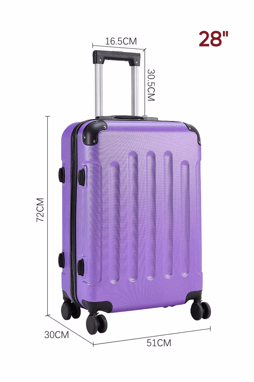 Living and Home Lightweight Hardside Travel Suitcase with Spinner Wheels, 28 inch, Purple – 3