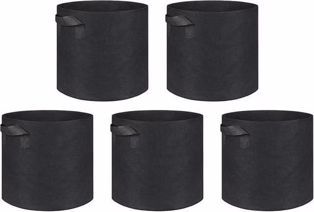 FLAVORA 10-Piece Black Plastic Grow Bag Planter Set for Vegetable and Ornamental Gardens