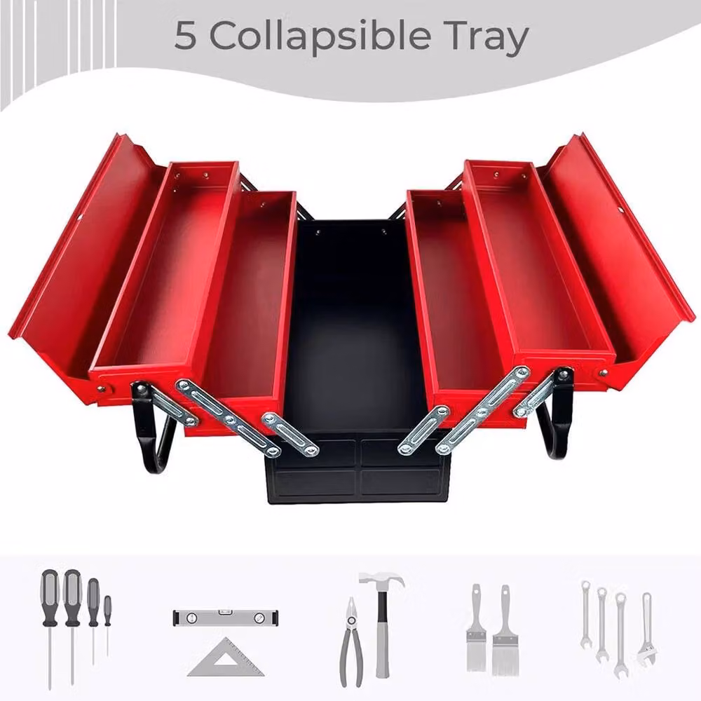 SPETLEK Heavy Duty Metal Cantilever 5 Tray Toolbox in Red, W: 52 cm – 3
